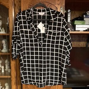 Calvin Klein blouse black and white never worn tags still on